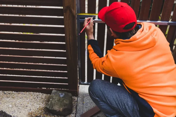 Man installing a fence