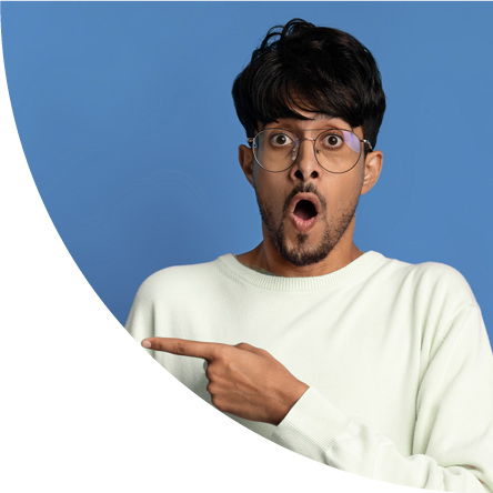 Man pointing to the left