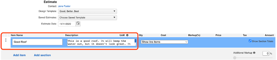 Good Better Best roof template with Good section